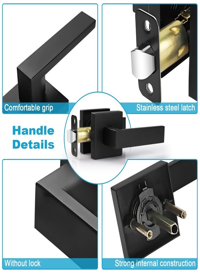 Estmoon Passage Door Levers, Matte Black Door Knobs Interior Square Door Handles, Heavy Duty Non-Locking Leversets Hall Closet Handles - Image 3