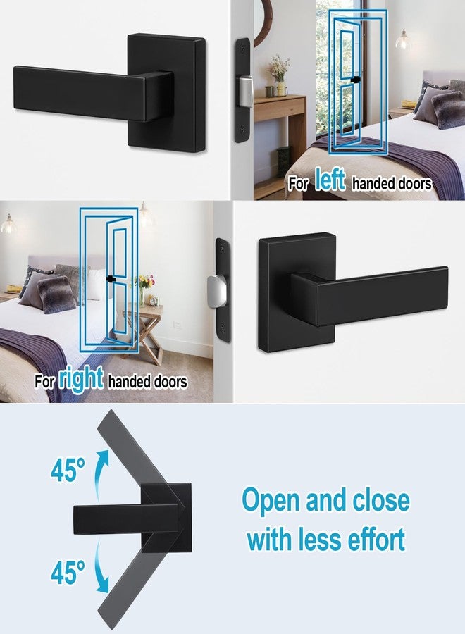 Estmoon Passage Door Levers, Matte Black Door Knobs Interior Square Door Handles, Heavy Duty Non-Locking Leversets Hall Closet Handles - Image 4