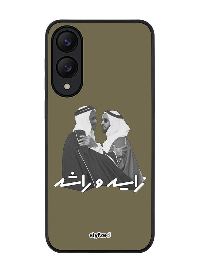 Stylizedd Cover for Samsung Galaxy S25 Edge Case, Rugged Black Slim fit Soft Flexible Anti Drop TPU Gel Thin Protective Phone Cases- Sheikh Zayed And Sheikh Rashid, Crocodile Green - Image 1