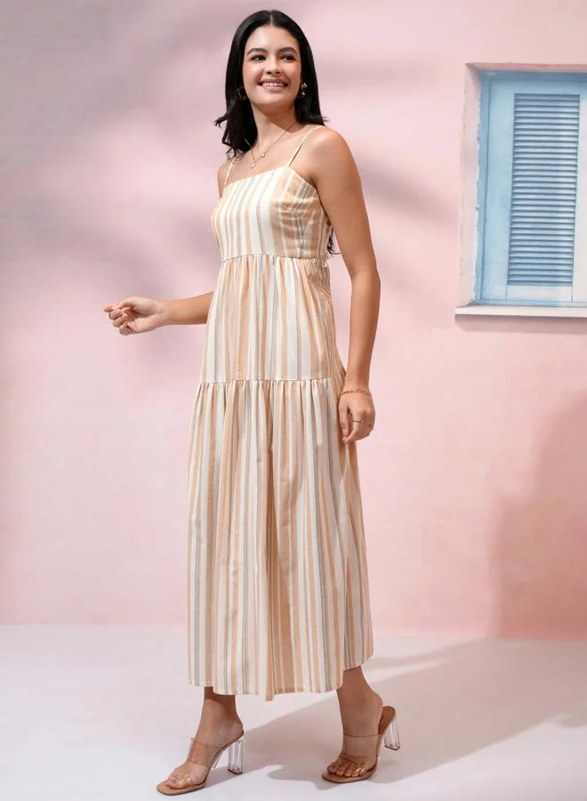 Vishudh Striped Tiered Dress