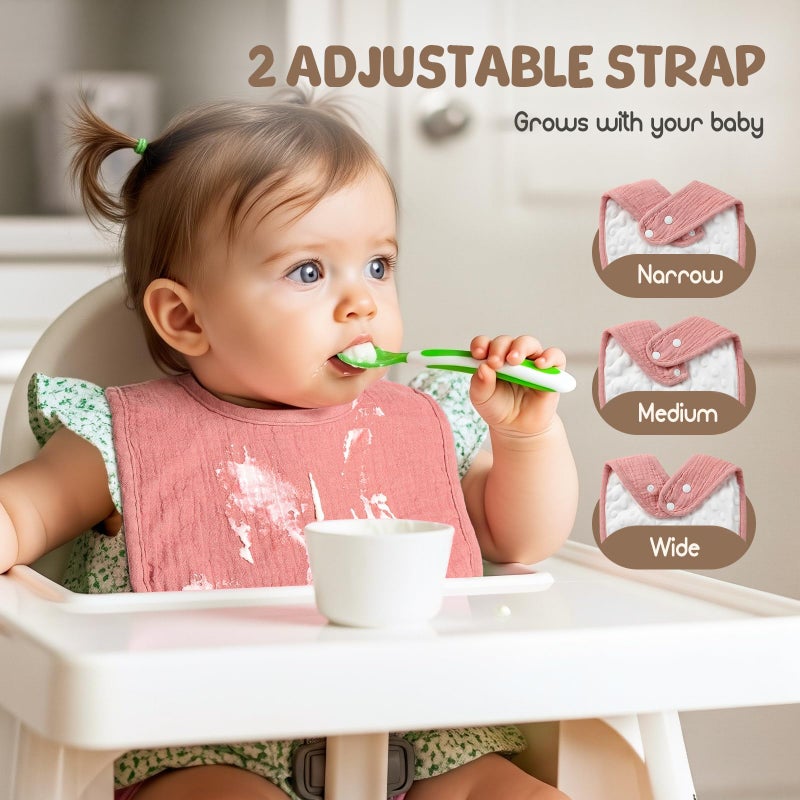 POIKSHARK Muslin Baby Bibs for Girls, Soft Cotton Baby Drool Bibs, Absorbent Soft Layers, Drooling and Teething Bib for Infant, Newborn - Image 3