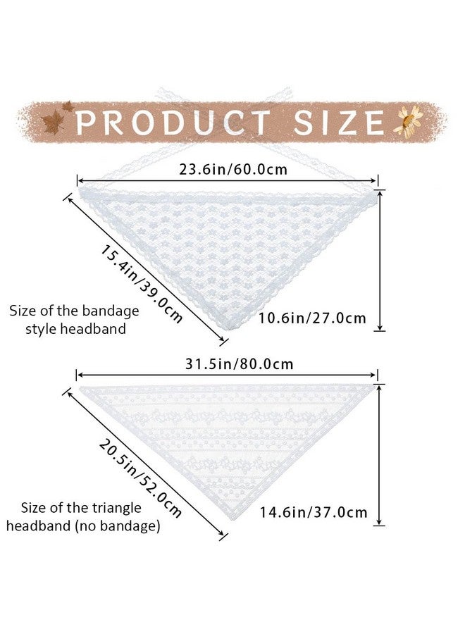 ووي 3 قطع من أغطية الرأس الدانتيل الزهرية ذات الرأس الشبكي المثلث المطبوعة على شكل زهرة، وشاح الشعر برباط خلفي للنساء والفتيات - Image 2