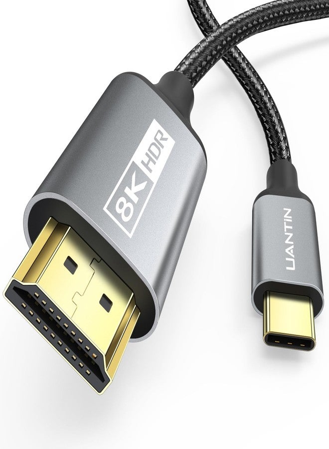 UANTIN USB C to HDMI 2.1 Cable 8K@60Hz, 4K@144Hz/120Hz, 48Gbps, HDCP2.3, Dynamic HDR, Type C to HDMI Braided Cord [Thunderbolt 3/4/5 Compatible] for iPhone 16, MacBook Pro/Air, Dell, HP, Surface, 6FT - Image 1
