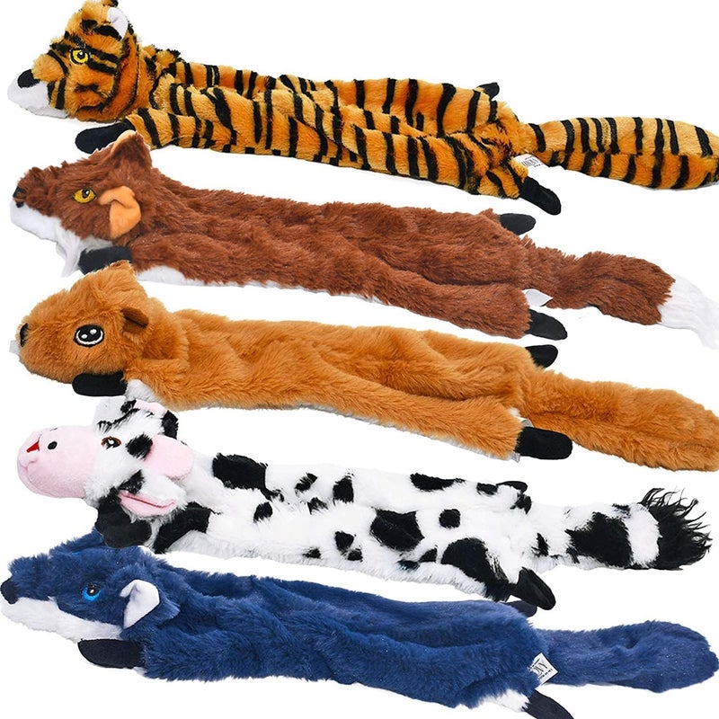 SHARLOVY Dog Squeaky Toys 5 Pack Pet Crinkle Toy No Stuffing Animals Plush Dog Chew for Large and Medium Small Puppy Teething for Boredom - Image 2