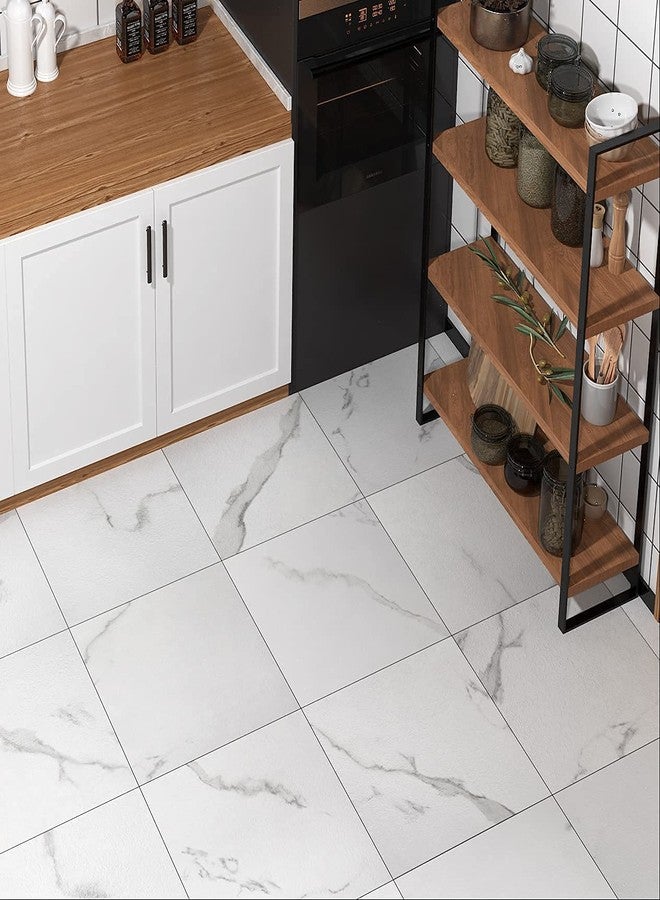 FunStick Tile Stickers Floor Marble 30 x 30 cm PVC Flooring Marble White Self-Adhesive Tiles Floor Kitchen Adhesive Tiles Bathroom Floor Adhesive Vinyl Floor Self-Adhesive Tile Look Floor Tiles Pack - Image 3