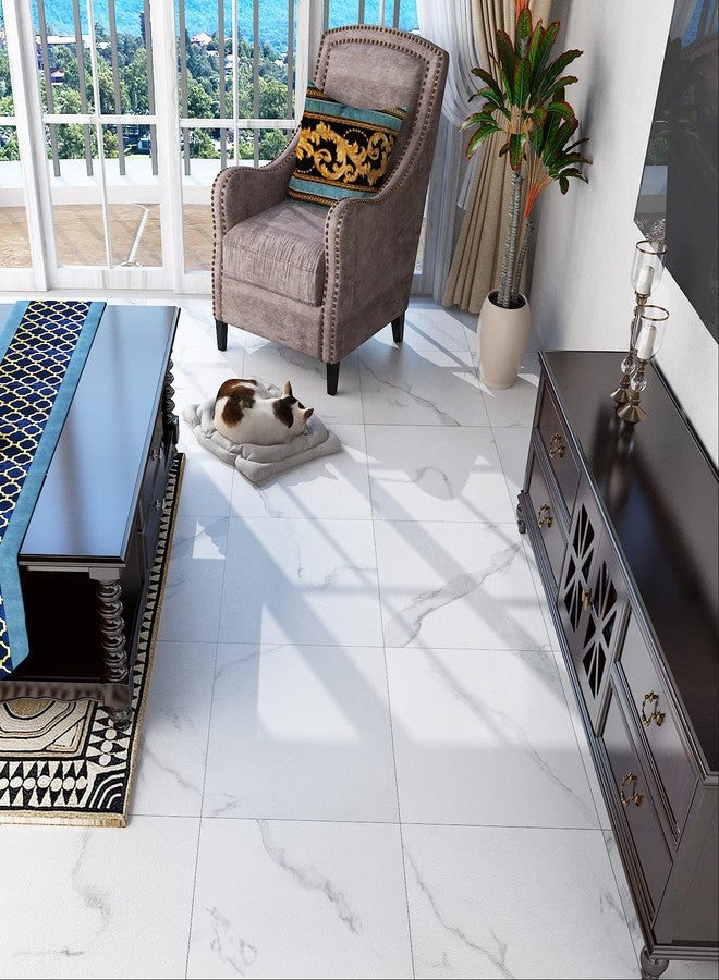 FunStick Tile Stickers Floor Marble 30 x 30 cm PVC Flooring Marble White Self-Adhesive Tiles Floor Kitchen Adhesive Tiles Bathroom Floor Adhesive Vinyl Floor Self-Adhesive Tile Look Floor Tiles Pack - Image 5