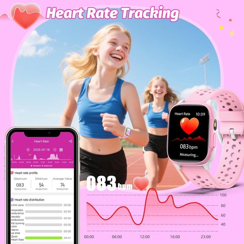 Smartwatch for Children, Activity Tracker 1.5 Inch for Boys, Health and Sleep Monitor, Heart Rate, Puzzle Games, Works Without App/Phone, Gift for Girls 6-15 Years - Image 5