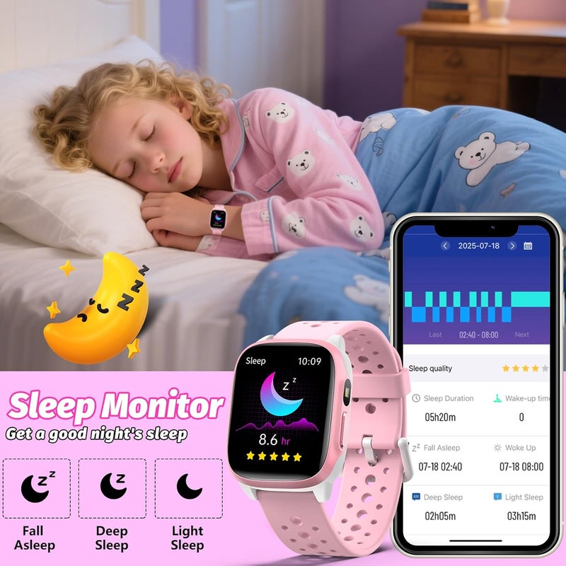 Smartwatch for Children, Activity Tracker 1.5 Inch for Boys, Health and Sleep Monitor, Heart Rate, Puzzle Games, Works Without App/Phone, Gift for Girls 6-15 Years - Image 4