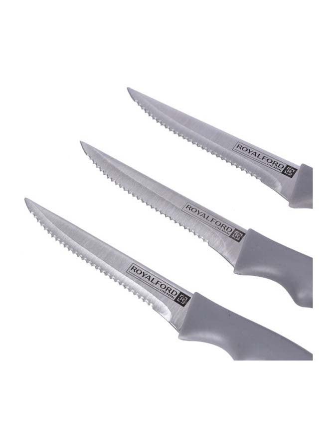 Royalford 3-Piece Steak Knife Set Teeth Blade Silver 13cm - Image 4