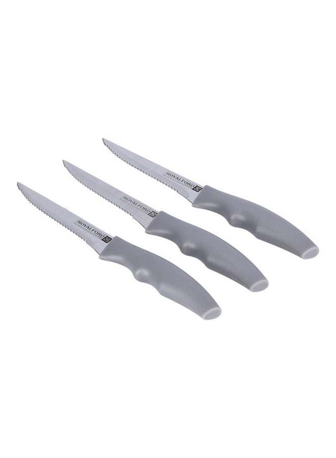 Royalford 3-Piece Steak Knife Set Teeth Blade Silver 13cm - Image 3