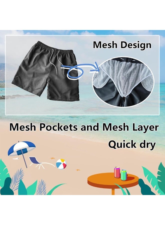 Men's Swim Trunks Quick Dry Swimming Shorts Mesh Layer Swim Suit Plain Beach Board Shorts With Mesh Pockets - Image 3