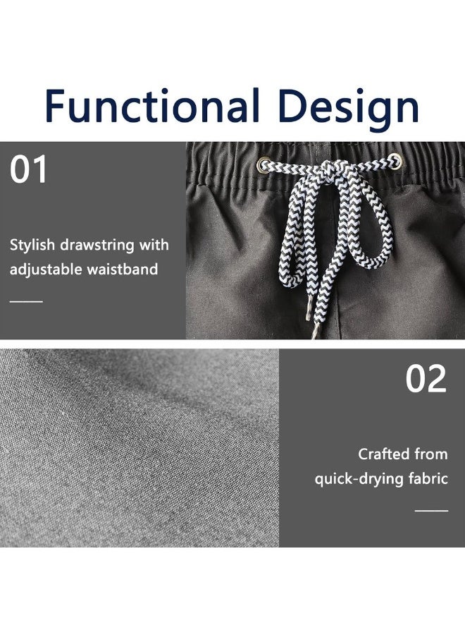 Men's Swim Trunks Quick Dry Swimming Shorts Mesh Layer Swim Suit Plain Beach Board Shorts With Mesh Pockets - Image 2
