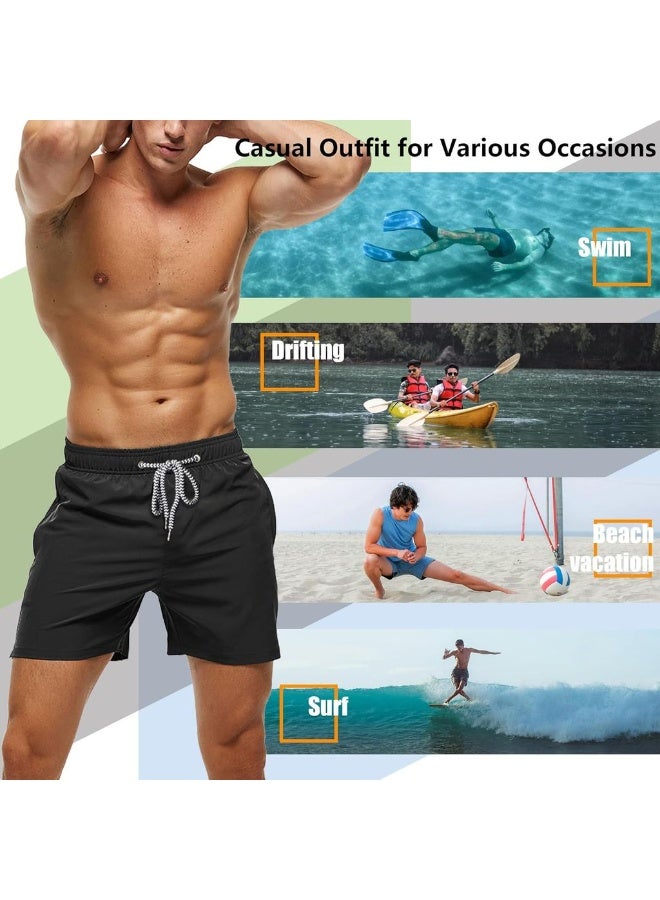 Men's Swim Trunks Quick Dry Swimming Shorts Mesh Layer Swim Suit Plain Beach Board Shorts With Mesh Pockets - Image 5