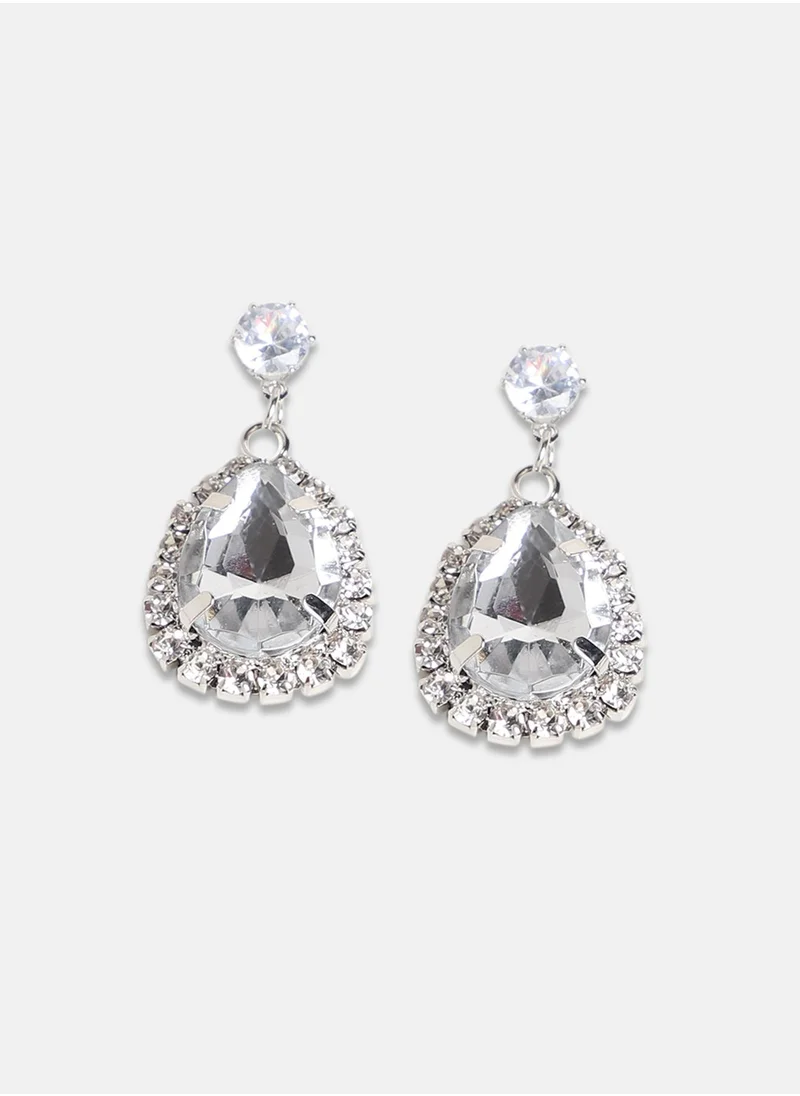 SOHI Crystal Drop Earrings - Chalice Silver