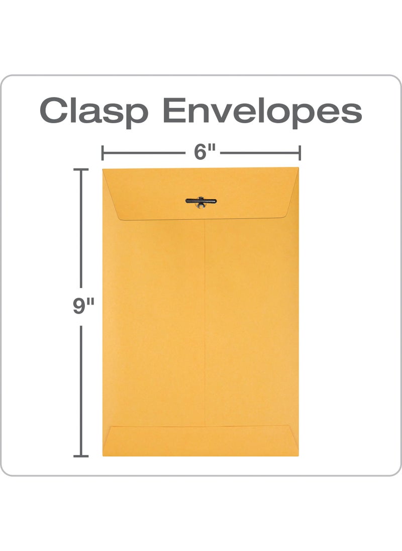 Quality Park Quality Park 6 x 9 Clasp Envelopes, Clasp and Gummed Closures for Storing or Mailing, 28 lb Kraft Paper, 100 per Box (QUA37855)  - Image 2