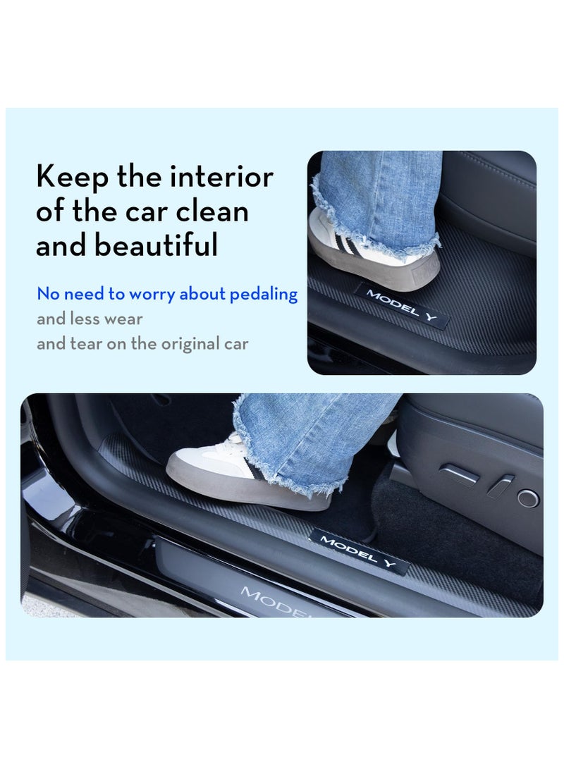 SOLARAE for Tesla Model Y Door Sill Protector, Door Sill Protector for Tesla Model Y 2021-2024 5 Seater Model Y Accessories, Carbon Fiber Front and Rear Door Sill Scuff Plate Edge Guard, Not fit 7 Seater - Image 5