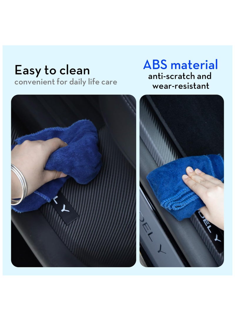 SOLARAE for Tesla Model Y Door Sill Protector, Door Sill Protector for Tesla Model Y 2021-2024 5 Seater Model Y Accessories, Carbon Fiber Front and Rear Door Sill Scuff Plate Edge Guard, Not fit 7 Seater - Image 4