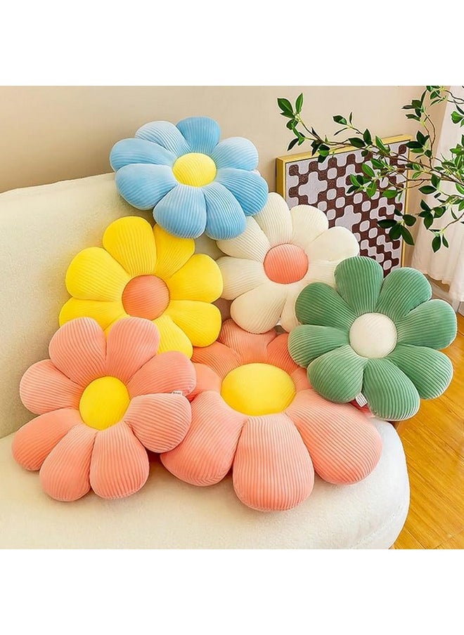 AVSHUB - Plushy Sunflower Shaped Throw Pillows Cute Preppy Decorative Pillows Floor Cushion For Girls Bedroom Bed Room Couch Sofa Chair Aesthetic Decor (35Cm, Blue) - Image 1