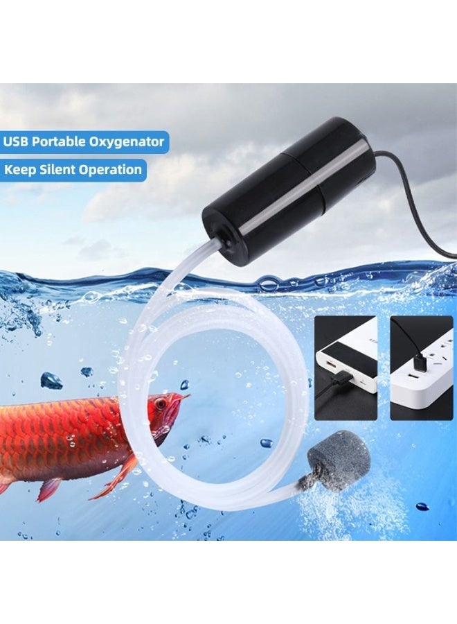 HUANXIN HOME Portable Mini USB fishing fish tank oxygen pump air pump aquaculture aquarium supplies accessories,1SET,BLACK. - Image 1