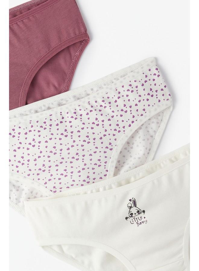 June Girl Heart Patterned 3-Pack Panties Multicolor - Ecru - Rose - Image 3