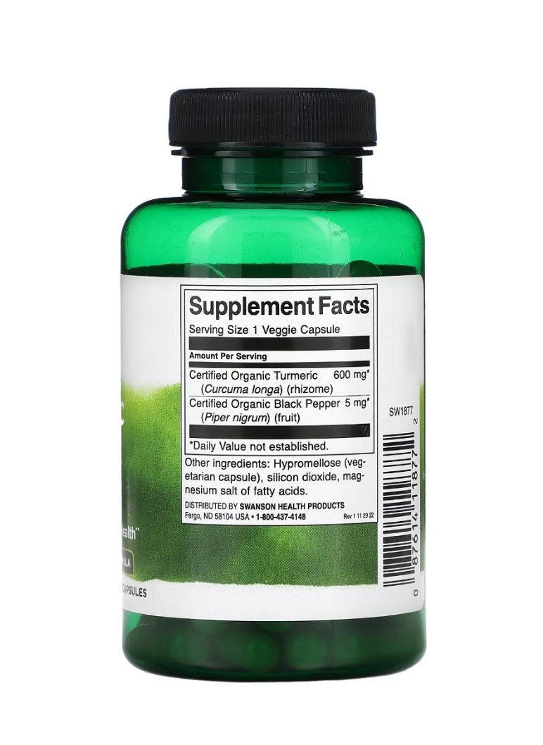 SWANSON Turmeric & Black Pepper 90 Veggie Capsule  - Image 2