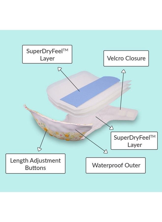 Superbottoms - حفاضات قماشية مقاومة للماء وقابلة للتعديل وغير قابلة للغسل وإعادة الاستخدام للأطفال حديثي الولادة، عبوة من حفاضة واحدة مع وسادة قابلة للطي مسبقًا (هني باني) - Image 1