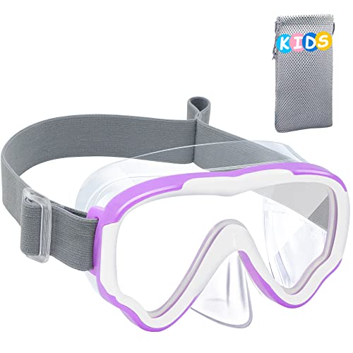 Vvinca Kids-Goggles with Nose Cover, Diving Mask Elastic Fabric Strap Anti Fog Anti Shattered Lens for Kids Swim Goggles 3-14 - Image 1