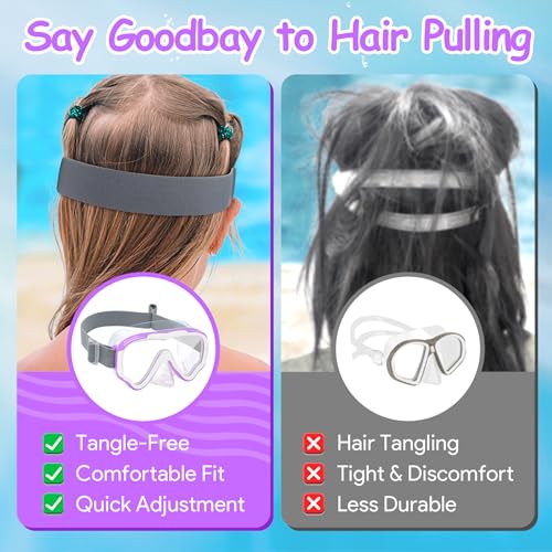 Vvinca Kids-Goggles with Nose Cover, Diving Mask Elastic Fabric Strap Anti Fog Anti Shattered Lens for Kids Swim Goggles 3-14 - Image 4