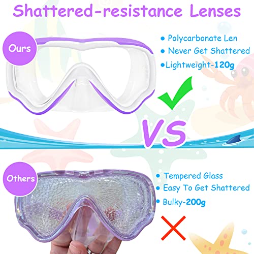 Vvinca Kids-Goggles with Nose Cover, Diving Mask Elastic Fabric Strap Anti Fog Anti Shattered Lens for Kids Swim Goggles 3-14 - Image 5