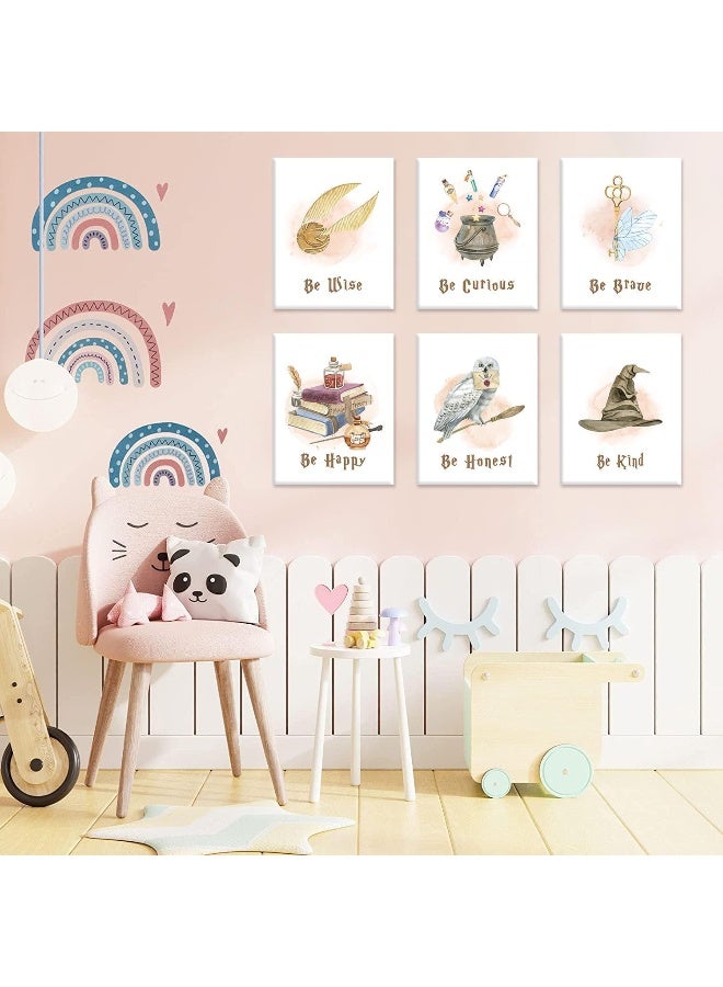 KAIRNE Inspirational Quotes Canvas Wall Art for Kids Bedroom Decor, Magical Poster Set Of 6 (8"X10", with Framed), Motivational Phrase Wall Art, Be Kind Art Prints Golden Magic Feather Pictures - Image 2