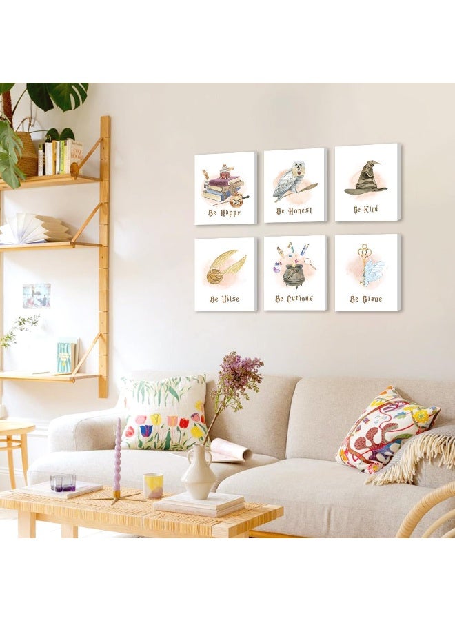 KAIRNE Inspirational Quotes Canvas Wall Art for Kids Bedroom Decor, Magical Poster Set Of 6 (8"X10", with Framed), Motivational Phrase Wall Art, Be Kind Art Prints Golden Magic Feather Pictures - Image 4