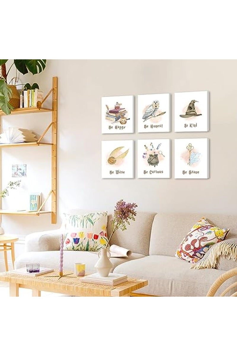 KAIRNE Inspirational Quotes Canvas Wall Art for Kids Bedroom Decor, Magical Poster Set Of 6 (8"X10", with Framed), Motivational Phrase Wall Art, Be Kind Art Prints Golden Magic Feather Pictures - Image 3