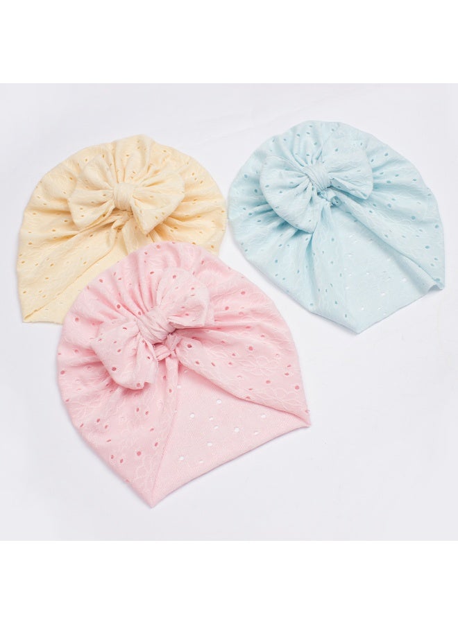 6 Pack Breathable Soft Big Bow Turban Hats Soft Turban Hats with Bow for Baby Girls Newborns Infants Toddlers - Image 2