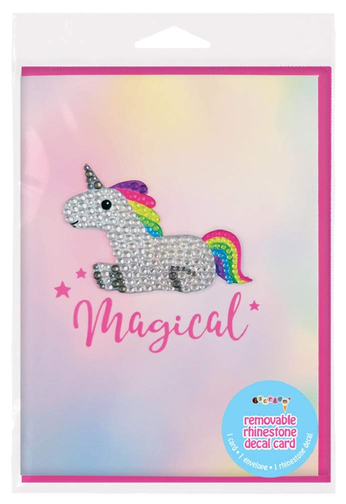 iscream Colorful 'Magical' Greeting Card with Removable Rhinestone Unicorn Decal and Envelope - Image 3