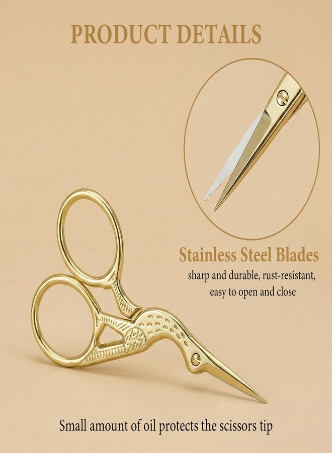 Gaahkai 3 PCS Small Sharp Embroidery Scissors, Gold Stork Needlepoint Thread Snips with Cover, Yarn Scissors for Crocheting & Sewing - Image 3
