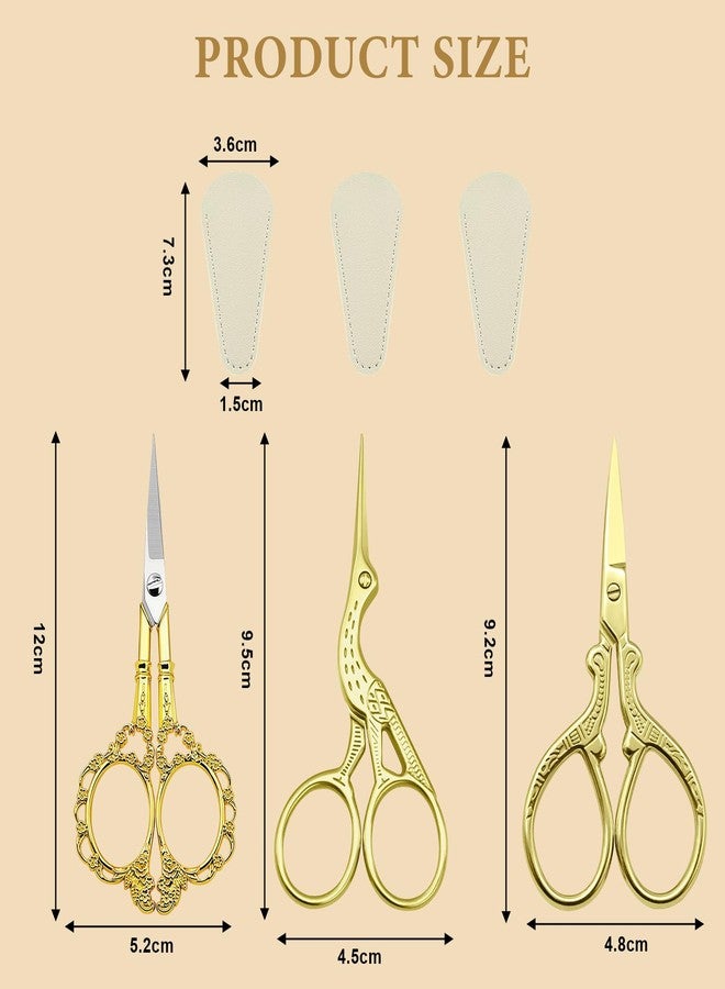 Gaahkai 3 PCS Small Sharp Embroidery Scissors, Gold Stork Needlepoint Thread Snips with Cover, Yarn Scissors for Crocheting & Sewing - Image 2
