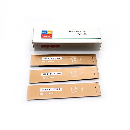 Impressive Smile Dental Articulating Paper Blue/Red 12 books 144 Strips for Occlusal and Interproximal Adjustments - Image 1