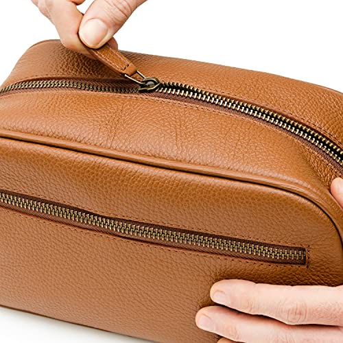 Maruse Italian Leather Toiletry Travel Bag with 2 Zippered Closures for Men and Women, Handmade in Italy, Rope - Image 3