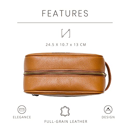 Maruse Italian Leather Toiletry Travel Bag with 2 Zippered Closures for Men and Women, Handmade in Italy, Rope - Image 2