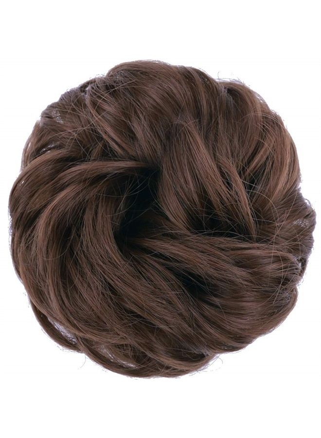 MORICA 1PCS Messy Hair Bun Hair Scrunchies Extension Curly Wavy Messy Synthetic Chignon for women Updo Hairpiece (8#(Medium chestnut Brown)) - Image 2