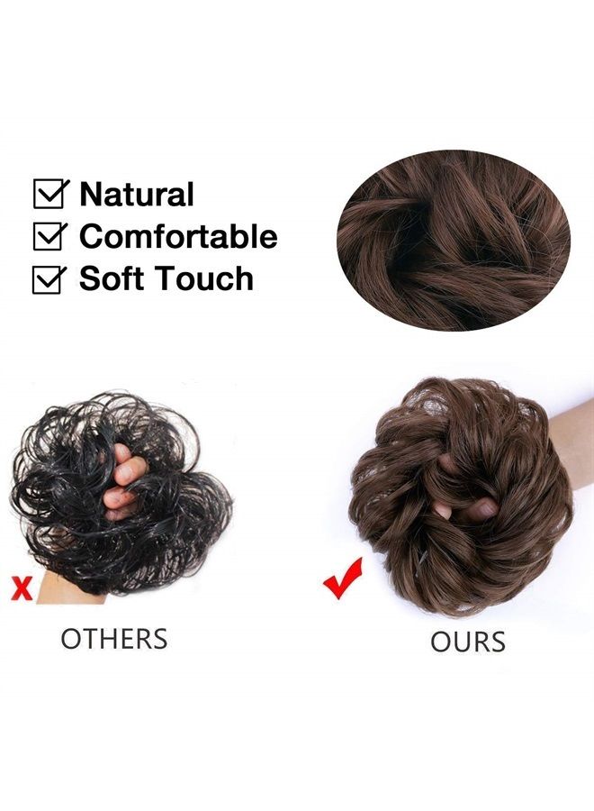 MORICA 1PCS Messy Hair Bun Hair Scrunchies Extension Curly Wavy Messy Synthetic Chignon for women Updo Hairpiece (8#(Medium chestnut Brown)) - Image 4