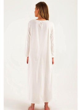 Magic Form 38110 Pregnant Postpartum Long Sleeve Hijab Nightgown-Ecru  - Image 4