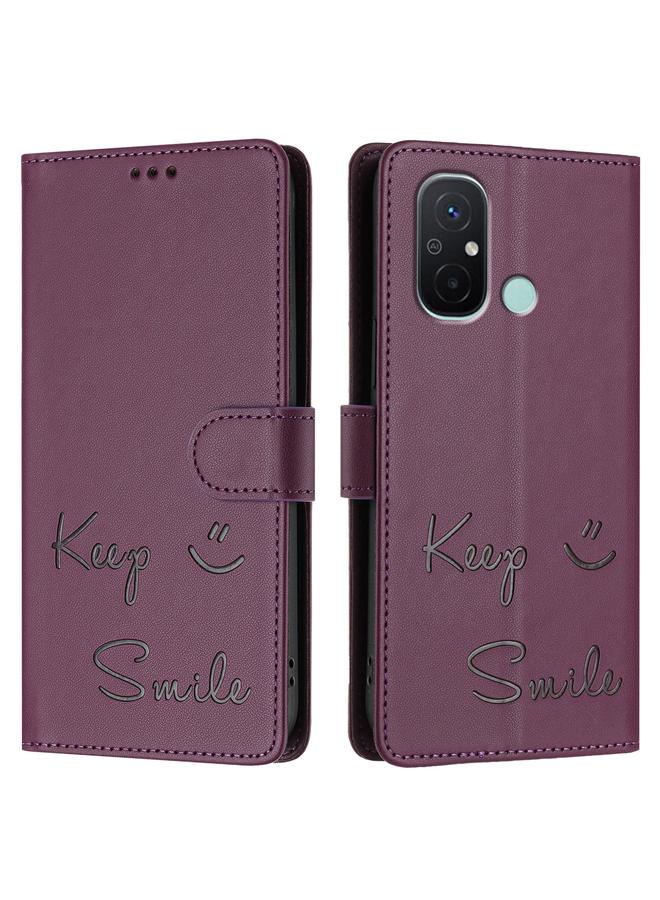 اس-توب جراب لهاتف Redmi 12C / 11A جراب هاتف جلدي بنقش ابتسامة بتقنية RFID - Image 3