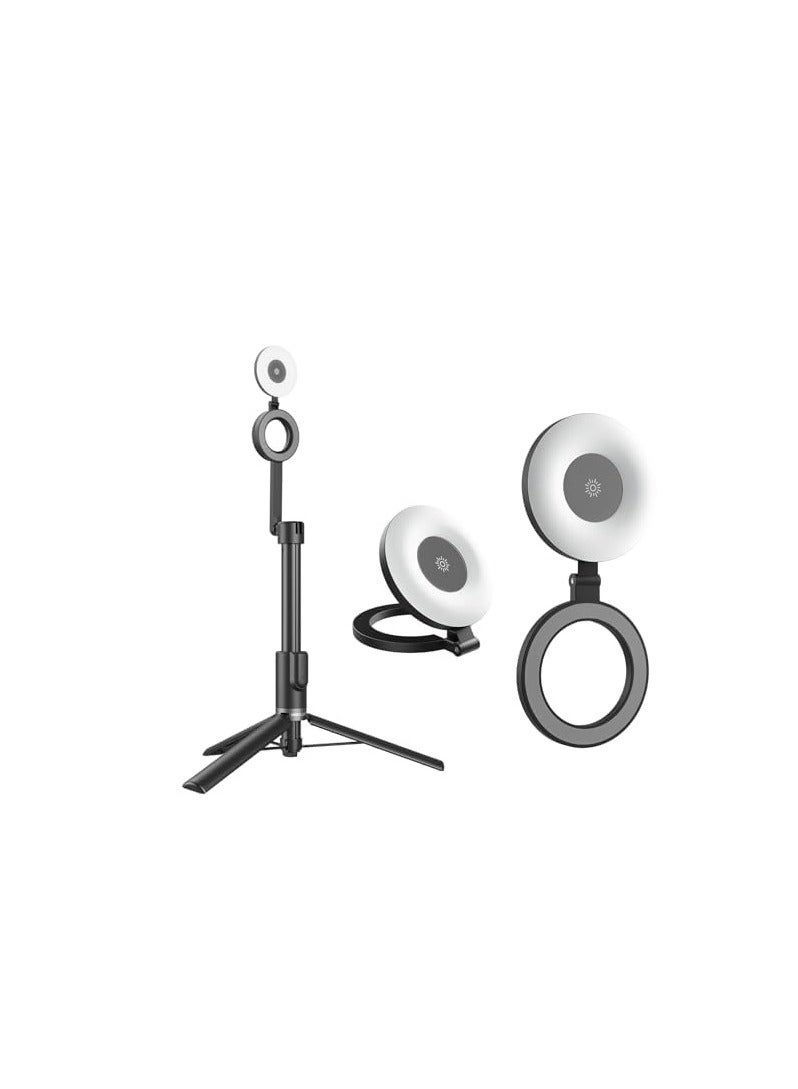 Excefore Selfie Ring Light, LED Mini Charging Foldable Magnetic Suction Makeup Light , 3-Modes Magnetic Fill Light for Magsafe, Rechargeable 180° Flip Lighting Phone Ring Light for Video Recording, Black - Image 3