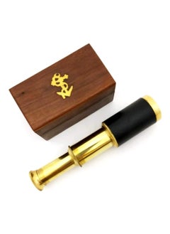 ANTIQUE MART 6 Inch Brass Pocket Telescope Leather Bounded with Wooden Box Best Gift 