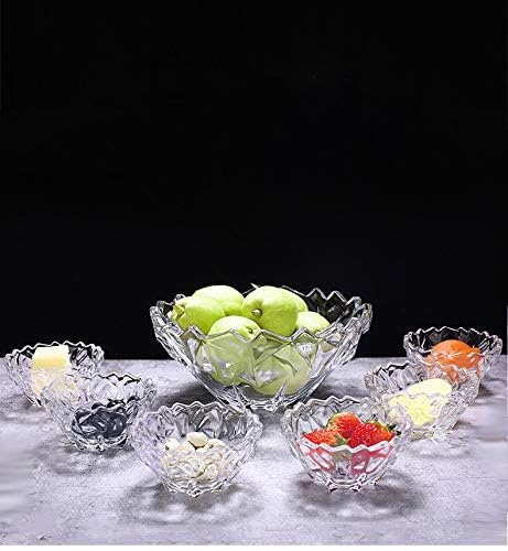 WRINGO WRINGO Glass Serving Bowls Set, 7 pcs Dessert Bowl Set, Glassware Tableware Serving Bowl Set for Ice-Cream, Fruit, Candy, Pasta, Salad, Sugar 1 Big Bowl, 6 Small Bowl (WD-04) - Image 3