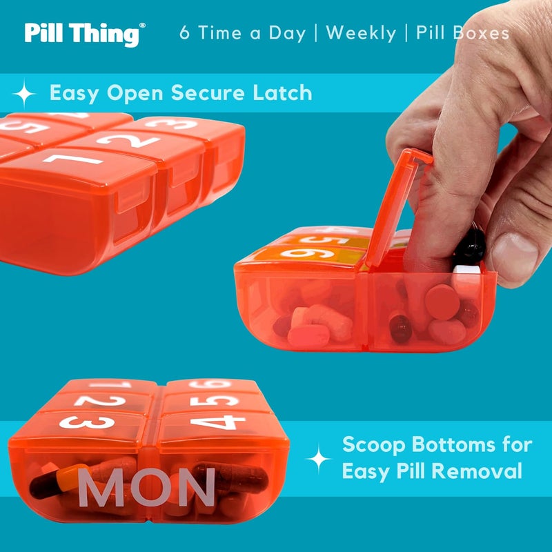 pill thing 6 Times a Day, 7 Day Large Weekly Pill Organizer with Holder Tray, Vitamin, Medicine Box, Multicolor (6X a Day - 1 Pack) - Image 3