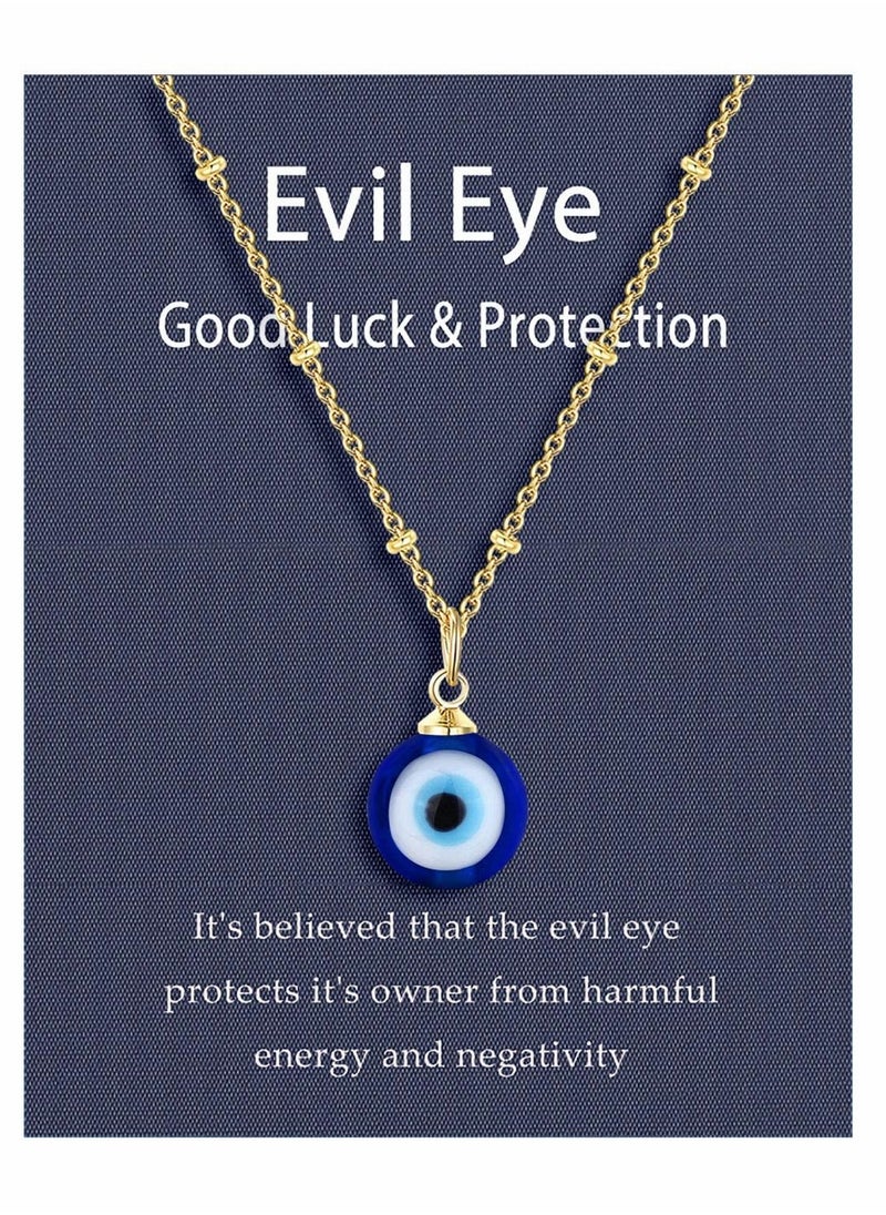 SYOSI - Eye Pendant Necklace Third Blue Eyes Necklace for Women Men Girls (Gold) - Image 1