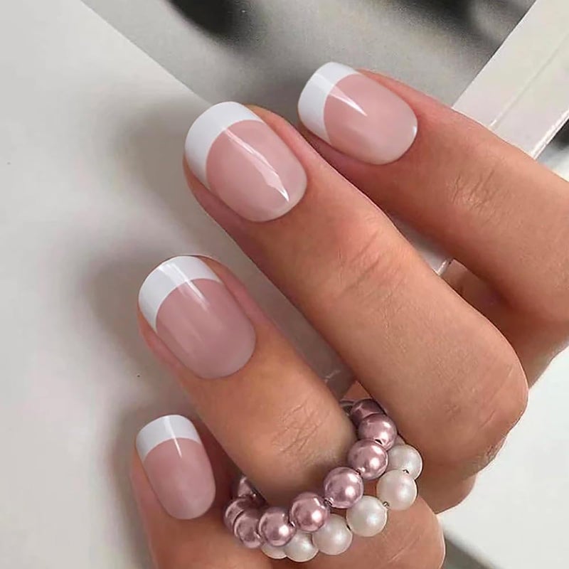 Jsiallye 6 Packs Press on Nails Short,Flower French Press on Nails Almond And Oval,Glue on Nails in 12 Sizes - 24 Fake Nails Kit, Stick on Nails for Women - Image 4