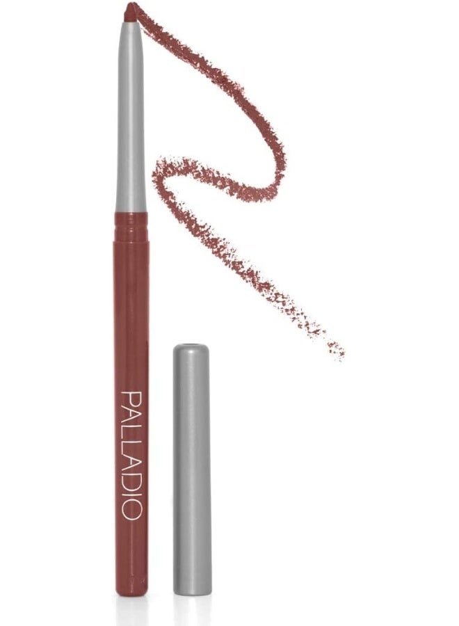 PALLADIO قلم تحديد الشفاه القابل للسحب والمقاوم للماء | لون عالي الصبغة وكريمي نحيف | تركيبة مقاومة للتلطخ تدوم طوال اليوم | لا حاجة لمبراة | عاري - Image 1